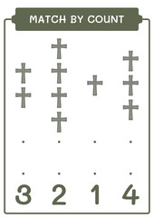 Fototapeta premium Match by count of Christian cross, game for children. Vector illustration, printable worksheet