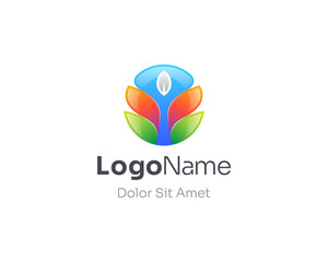 Abstract colorful natural flower logo.