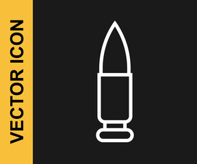 White line Bullet icon isolated on black background. Vector