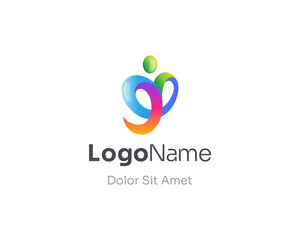 Abstract colorful people style logo gradient.
