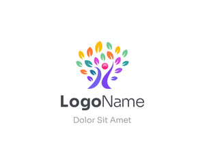 Abstract people with colorful tree logo.