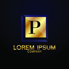 luxury Letter P logo Alphabet logotype  gold vector design