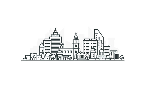 black line art city skyline clip art preview