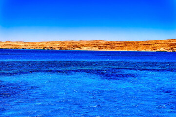Red Sea archipelago and landscape during sunny summer day near Sharm el Sheikh in Egypt.