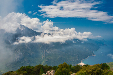 Lookout over mountains and sea, Corsica, France