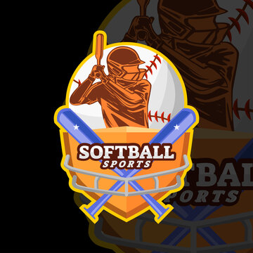 simple and elegant softball sports logo premium vector