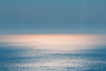 Abstract landscape. Blue background. Serene ocean water and sun light