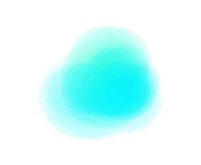 Hand drawn colorful digital spot on isolated white. Colored aquarelle blotch. Watercolour splotch. Paint and ink smudges. Bright blur stain. Trendy label brush stroke background