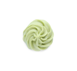 Swirl of wasabi paste isolated on white, top view