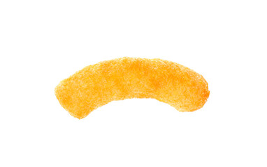 One tasty cheesy corn puff isolated on white