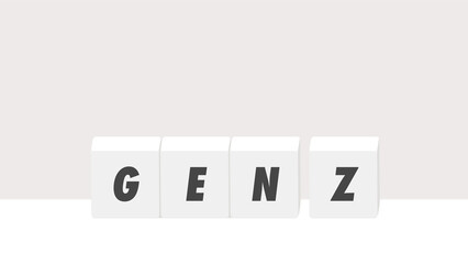 GEN Zの文字が入った白いブロック - シンプルでおしゃれなZ世代のイメージイラスト素材
