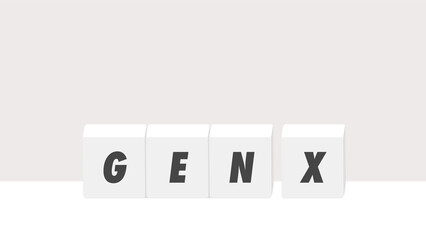 GEN Xの文字が入った白いブロック - シンプルでおしゃれなX世代のイメージイラスト素材
