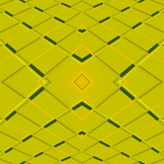 Golden symmetrical seamless texture with rectangular tiles arranged diagonally. Yellow background with rectangular elements. Gold bars.
