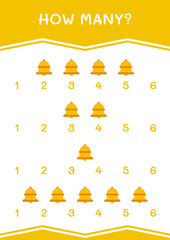 How many of Bell, game for children. Vector illustration, printable worksheet