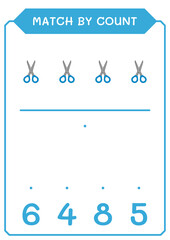Match by count of Scissor, game for children. Vector illustration, printable worksheet