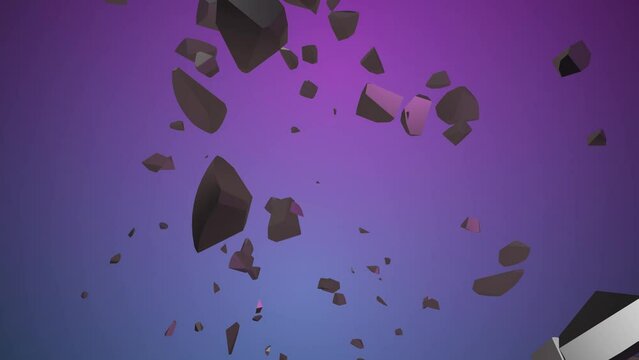Broken shapes and flying particles of a broken meteorite
