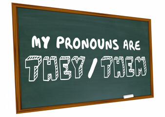 My Pronouns They Them Chalkboard Education School Student 3d Illustration