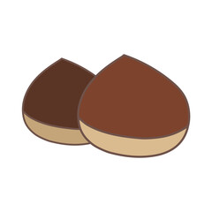 栗のイラスト　2個 線あり