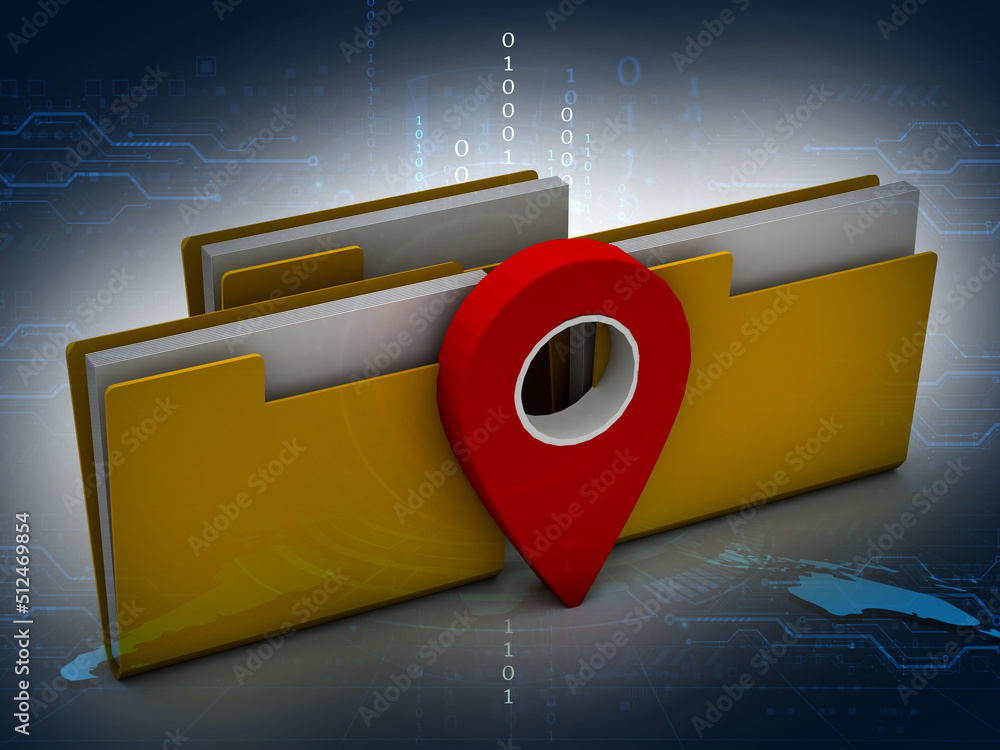 Poster 3d rendering travel and navigation planning, concept with folder