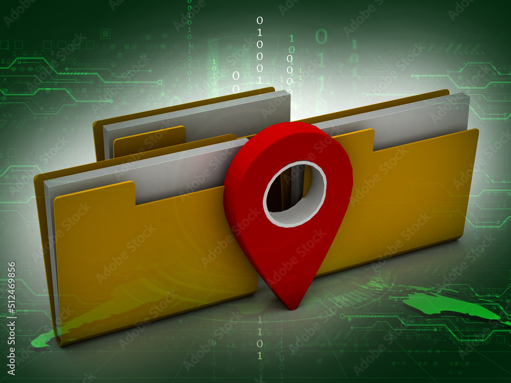 Poster 3d rendering travel and navigation planning, concept with folder