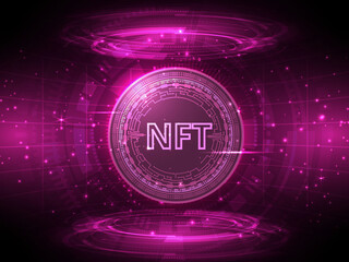 2d illustration NFT text with background 