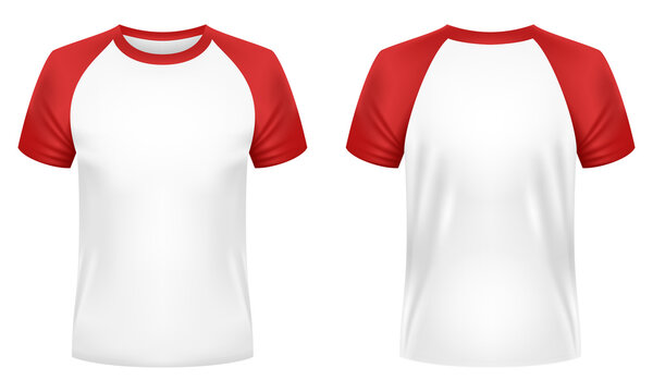 Short sleeve raglan t-shirt template. Front and back views. Vector  illustration. Stock Vector | Adobe Stock