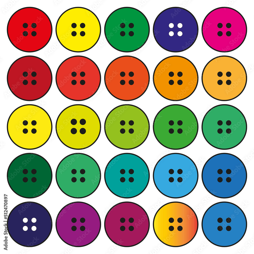 Poster set colored clothes buttons. design element. vector illustration. stock image.