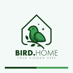 minimalist simple bird home logo design