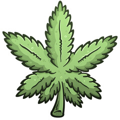 Cartoon styled marijuana pot leaf vector illustration - obrazy, fototapety, plakaty