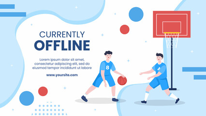 Basketball Sports Tournament Social Media Post Template Cartoon Twitch Background Vector Illustration