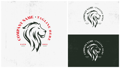 Classic lion logo with lion face from the side