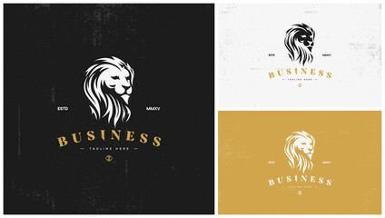 Classic logo with strong lion face illustration