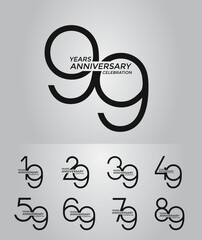 set of anniversary logotype black color premium edition on white background for celebration