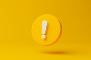 Notification icon symbol on yellow background. 3d rendering illustration - obrazy, fototapety, plakaty