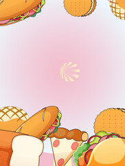 Vertical background template with food frame