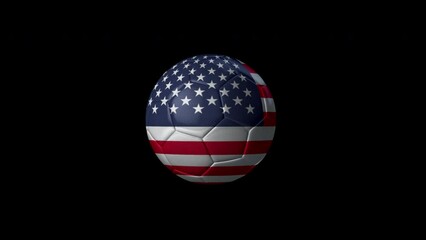 3D Soccer Ball Animation with USA Flag on it. Looped. Alpha Channel. - Powered by Adobe