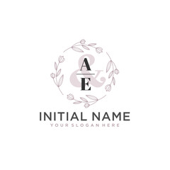 Initial letter AE beauty handwriting logo vector