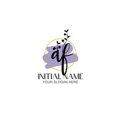 Initial letter AF beauty handwriting logo vector