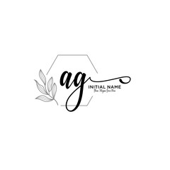 Initial letter AG beauty handwriting logo vector