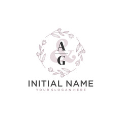 Initial letter AG beauty handwriting logo vector