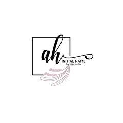 Initial letter AH beauty handwriting logo vector