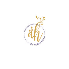 Initial letter AH beauty handwriting logo vector