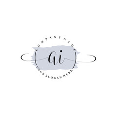AI Initial handwriting logo vector. Hand lettering for designs.