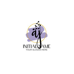 Initial letter AJ beauty handwriting logo vector