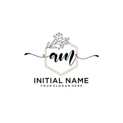 Letter AM, Beauty and fashion logo design vector, Beautiful logotype collection
