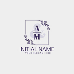 Initial letter AM beauty handwriting logo vector