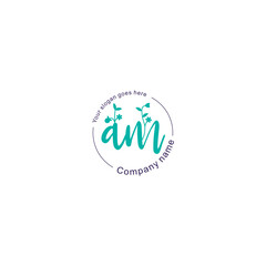 Initial letter AM beauty handwriting logo vector