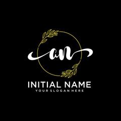 AN Initial handwriting logo vector. Hand lettering for designs.
