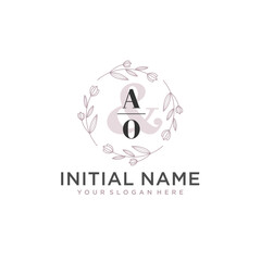 Initial letter AO beauty handwriting logo vector