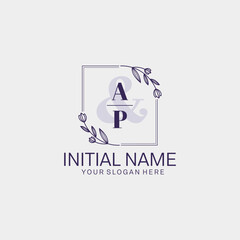 Initial letter AP beauty handwriting logo vector